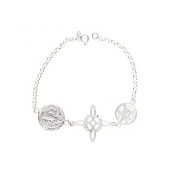 Pulsera Nudo de Bruja y Tetragramatón con San Benito en Plata de Ley 925