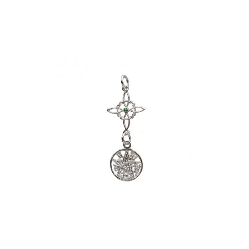 Colgante Nudo de Bruja y Tetragramatón Pequeño en Plata de Ley 925
