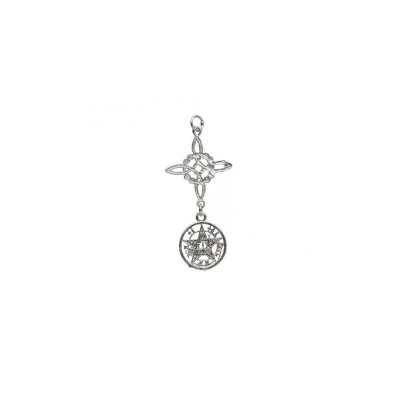 Colgante Nudo de Bruja y Tetragramatón Grande en Plata de Ley 925