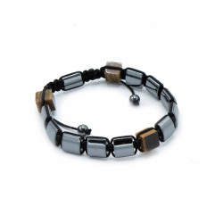 Pulsera Magnética de Hematita Shamballa - Ojos de Tigre