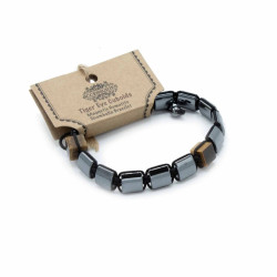 Pulsera Magnética de Hematita Shamballa - Ojos de Tigre