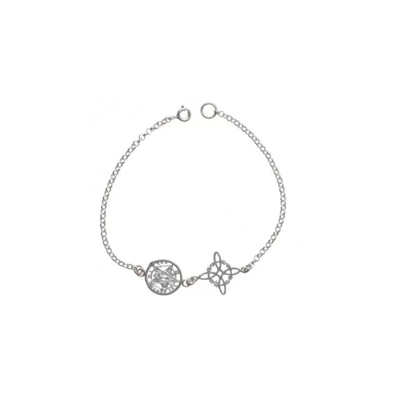 Pulsera Nudo Bruja Pequeño y tetragrámaton - Plata de Ley 925