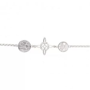 Pulsera Nudo de Bruja y Tetragramatón con San Benito en Plata de Ley 925