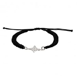 Pulsera de Cuerda Negra con Nudo de Bruja en Plata de Ley 925
