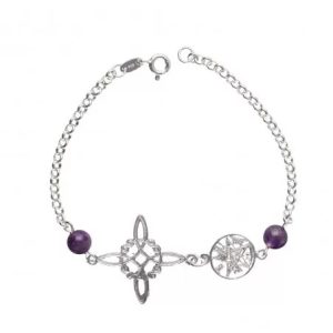 Pulsera Nudo de Bruja y Tetragrámaton con Amatista – En Plata de Ley 925