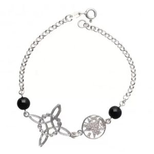 Pulsera Nudo de Bruja y Tetragrámaton con Azabache – En Plata de Ley 925