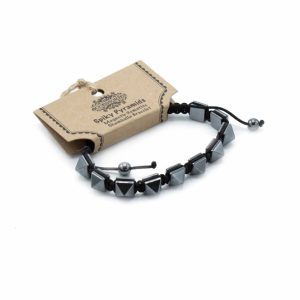Pulsera Magnética Shamballa de Hematita – Pirámide Puntiaguda