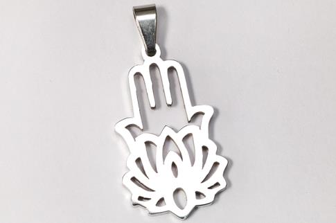 COLGANTE ACERO MANO CON FLOR DE LOTO